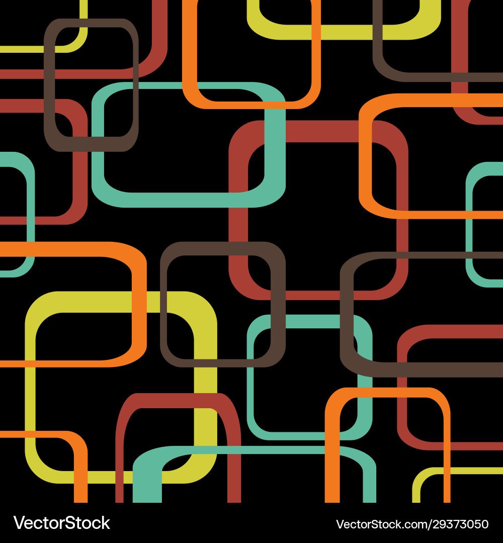 Retro pattern black background with squares vector image