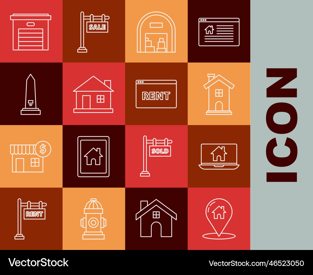 Set line map pointer with house laptop and smart Set line map pointer with house laptop and smart Vector Image