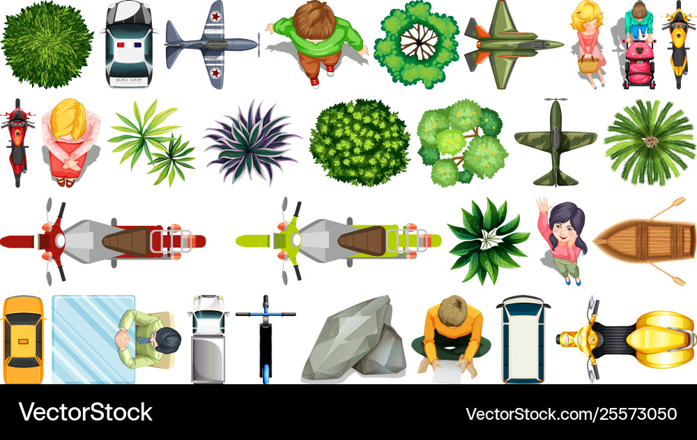 Set object aerial view Set object aerial view vector image