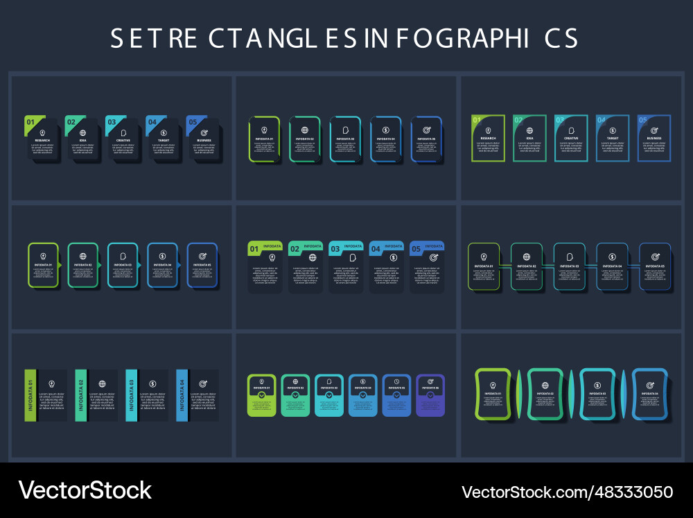 Set rectangles infographic with 4 5 6 steps Vector Image