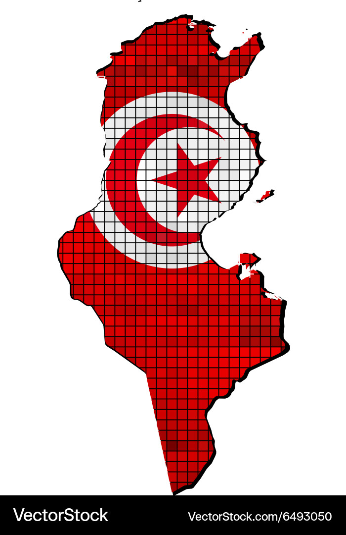 Tunisia map with flag inside Vector Image