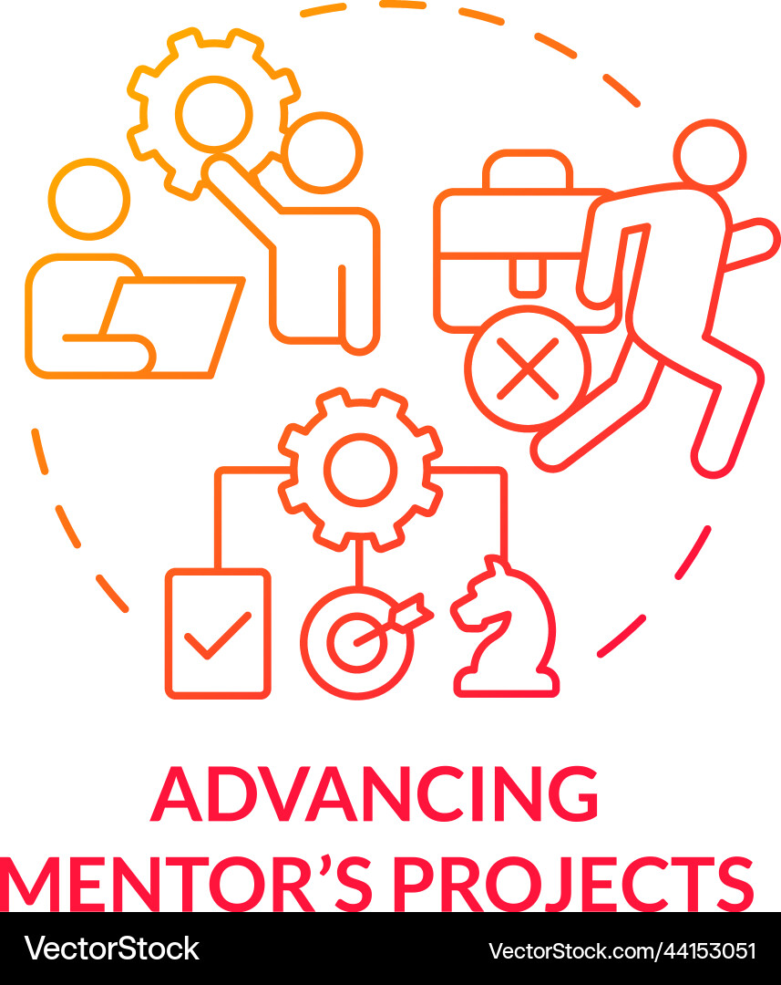 Advancing mentor projects red gradient concept Advancing mentor projects red gradient concept vector image