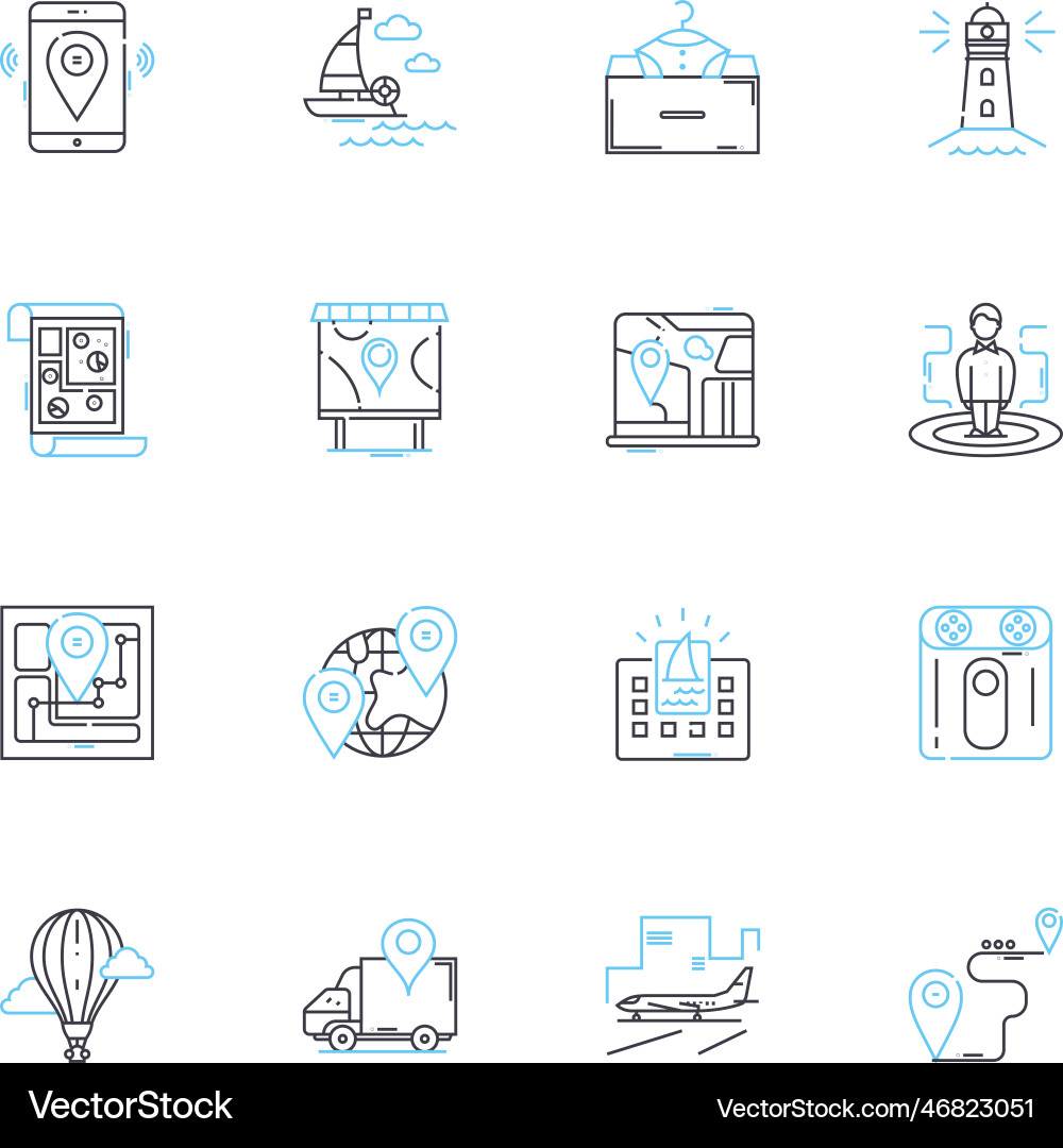 Begin and commence linear icons set initiate Vector Image