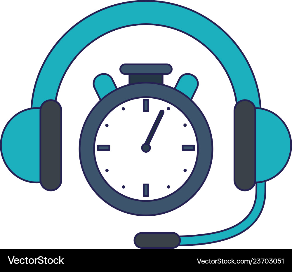 Call center headset and clock timer Vector Image
