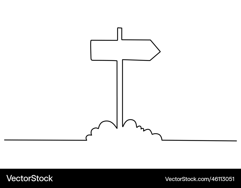 Continuous one single line of arrow signboard Continuous one single line of arrow signboard vector image