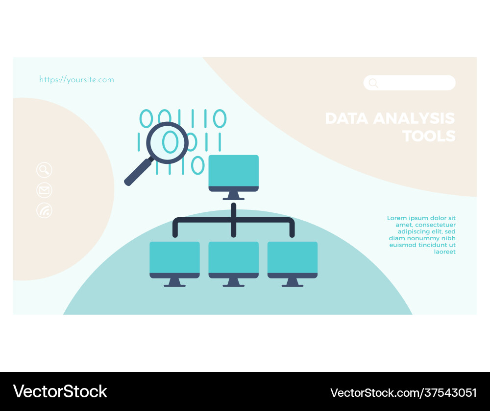 Data analysis tools web page flat design Vector Image
