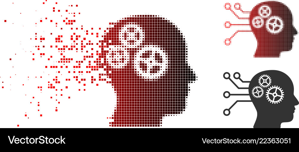 Dissolved dotted halftone cyborg interface circuit Dissolved dotted halftone cyborg interface circuit vector image