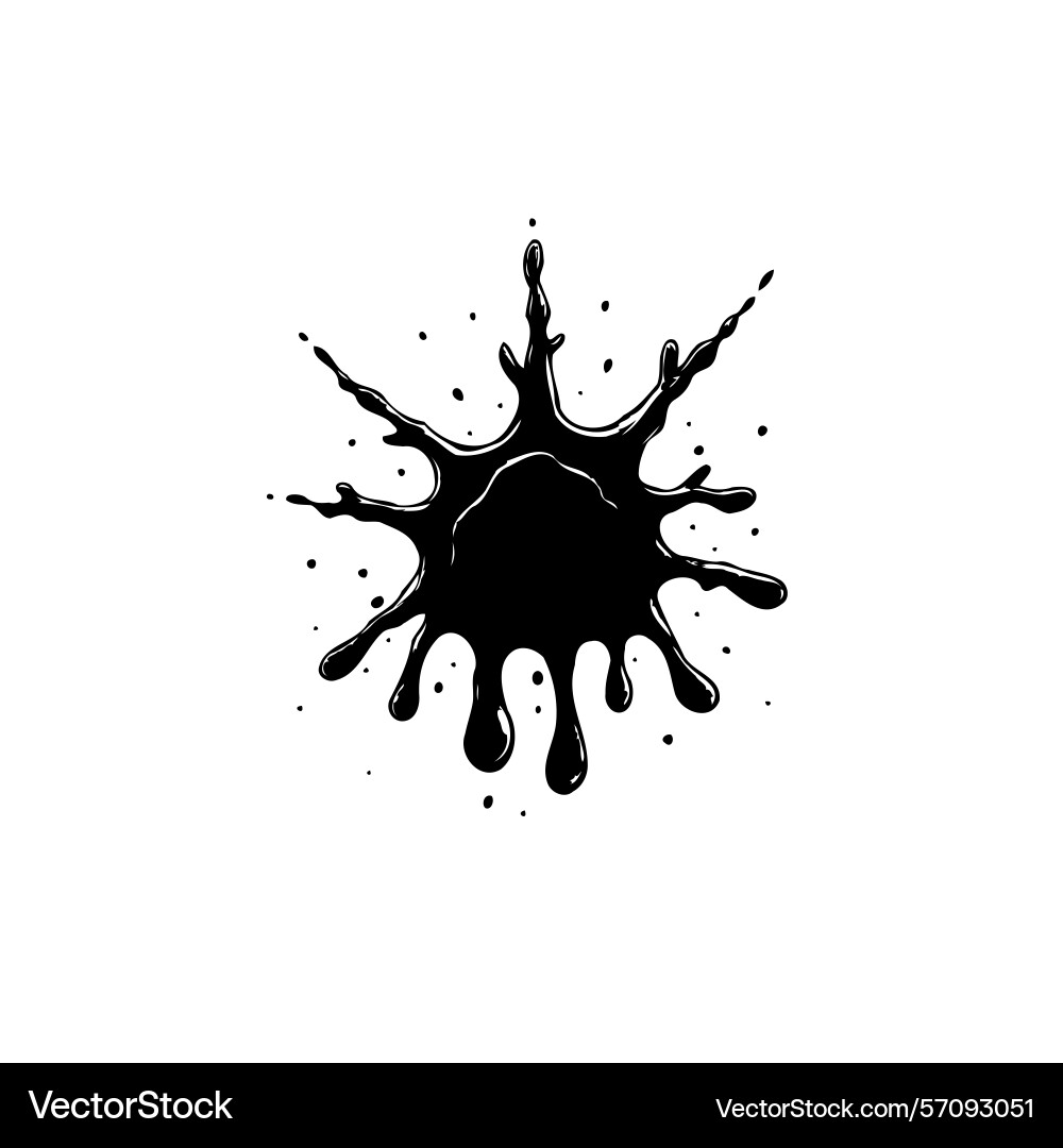 Dynamic black ink splash with dripping effect Dynamic black ink splash with dripping effect vector image