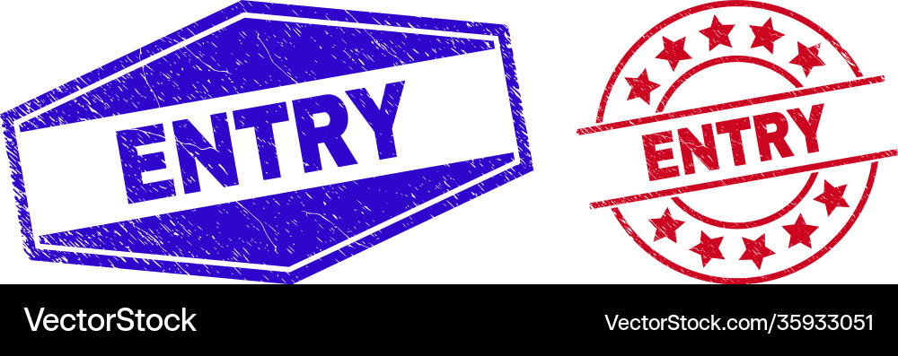 Entry unclean badges in circle and hexagonal Vector Image