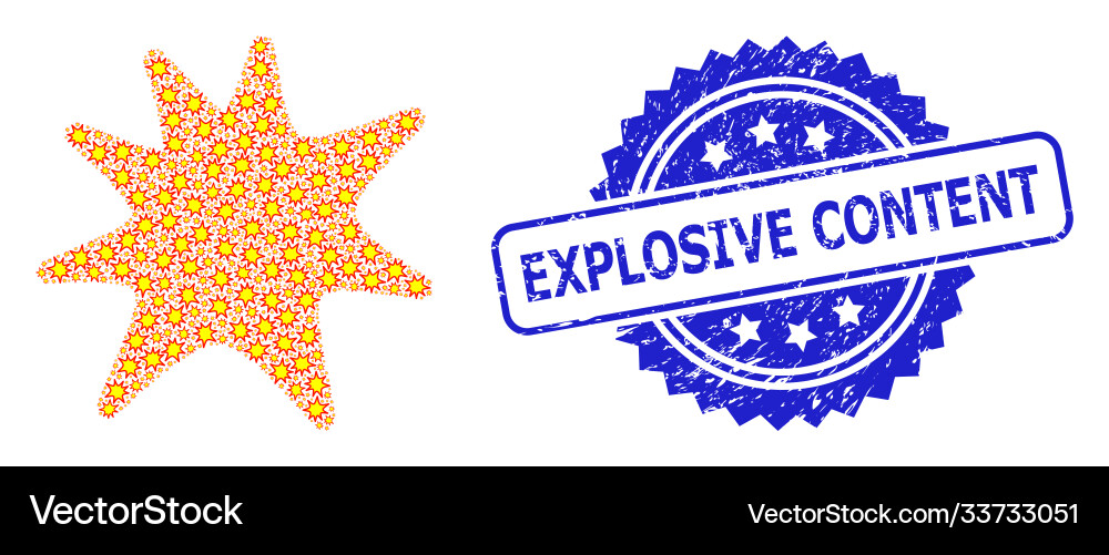Grunge explosive content stamp and recursive Vector Image