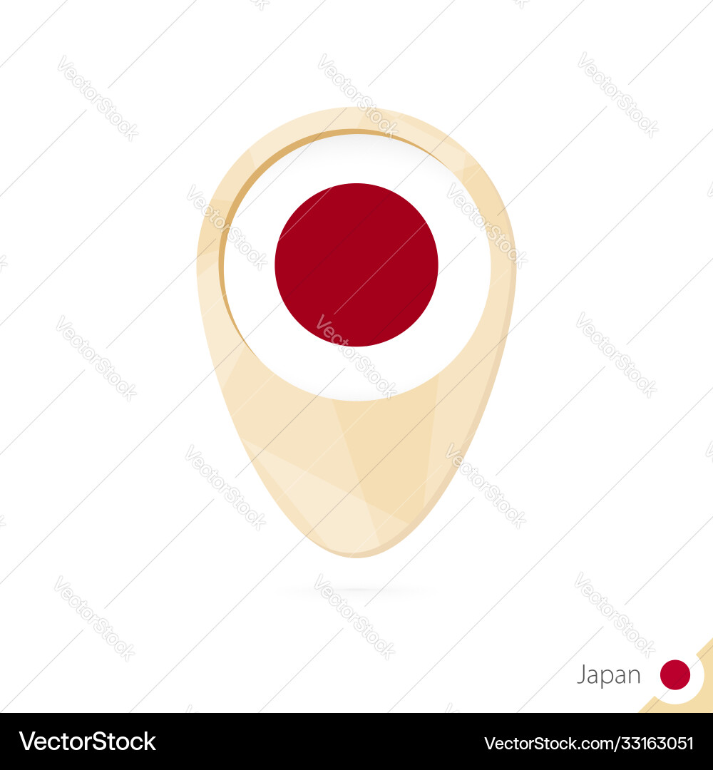 Map pointer with flag japan orange abstract Map pointer with flag japan orange abstract vector image