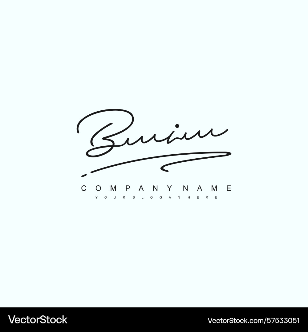 Minimal signature logo design with bi initials Vector Image