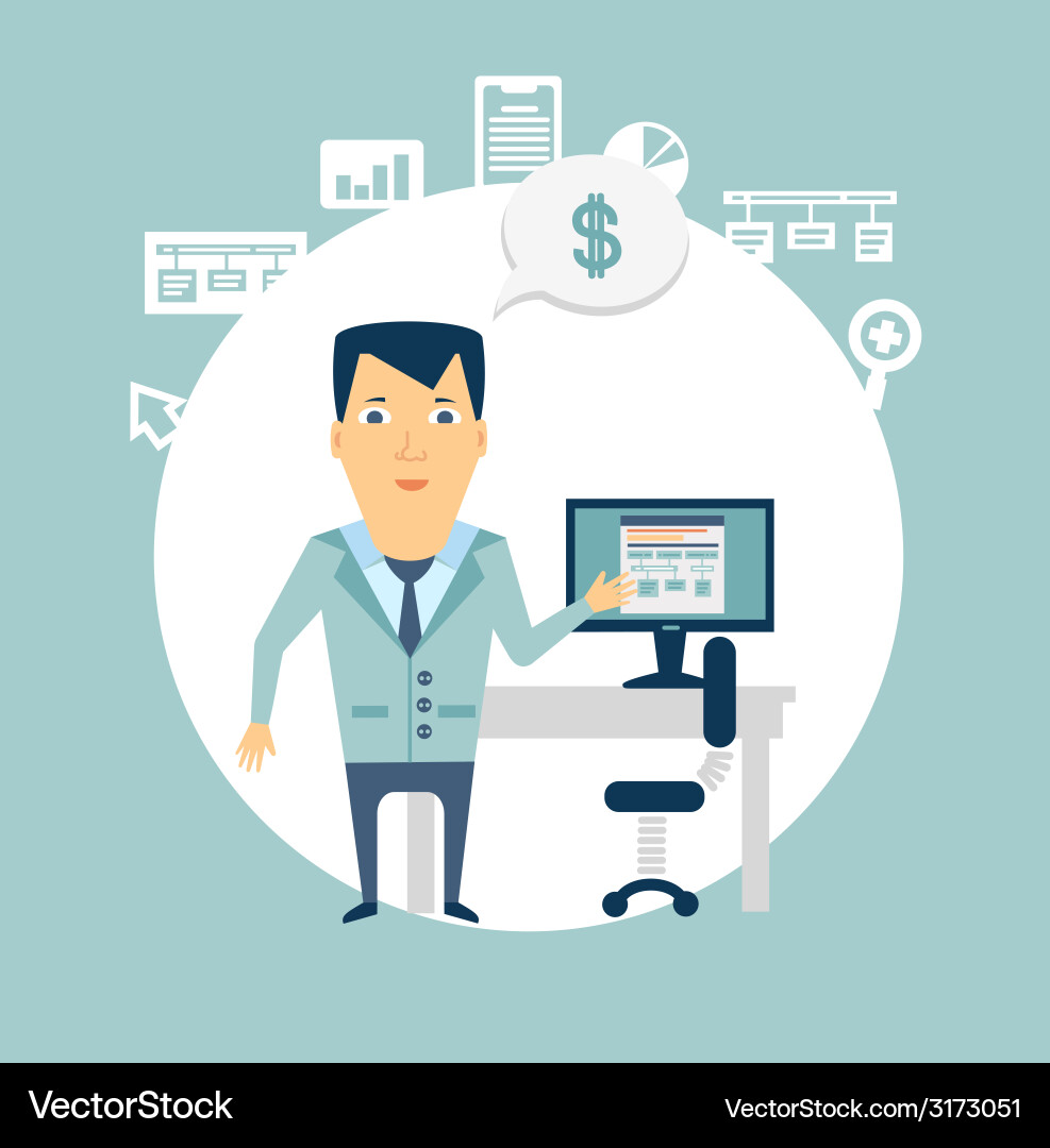 Programmer working at a computer Vector Image