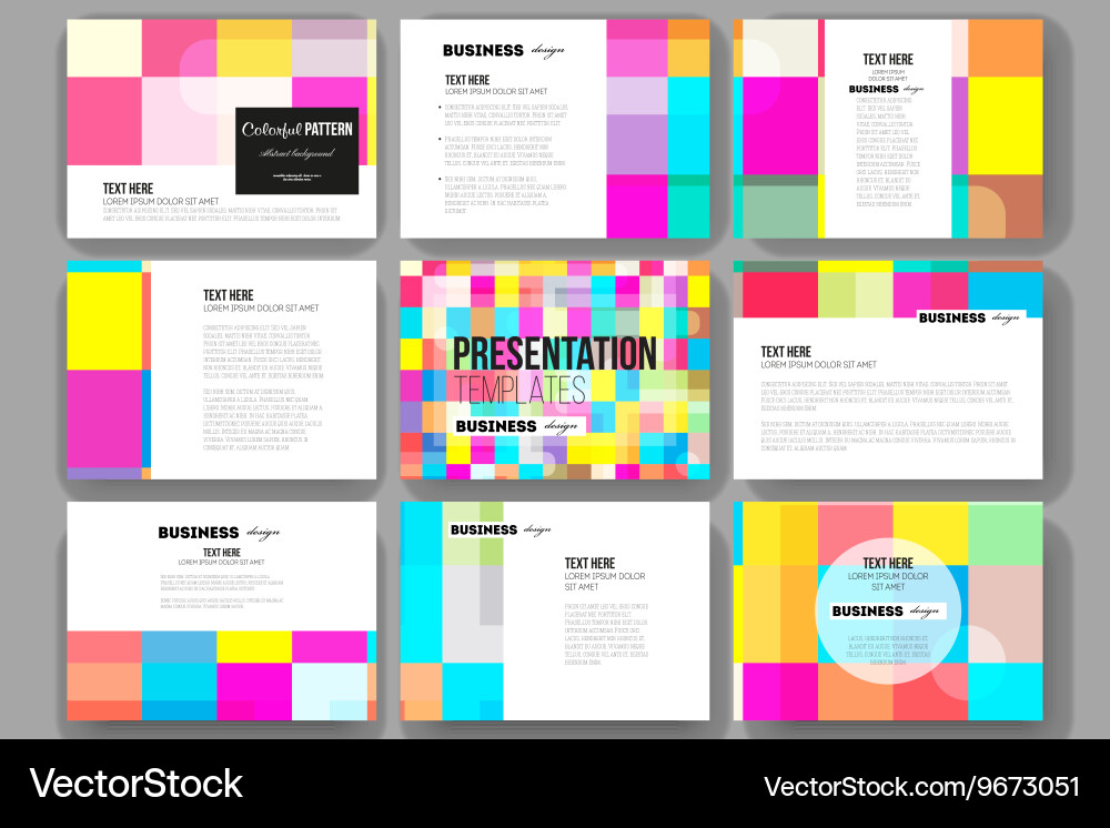 Set of 9 templates for presentation slides vector image