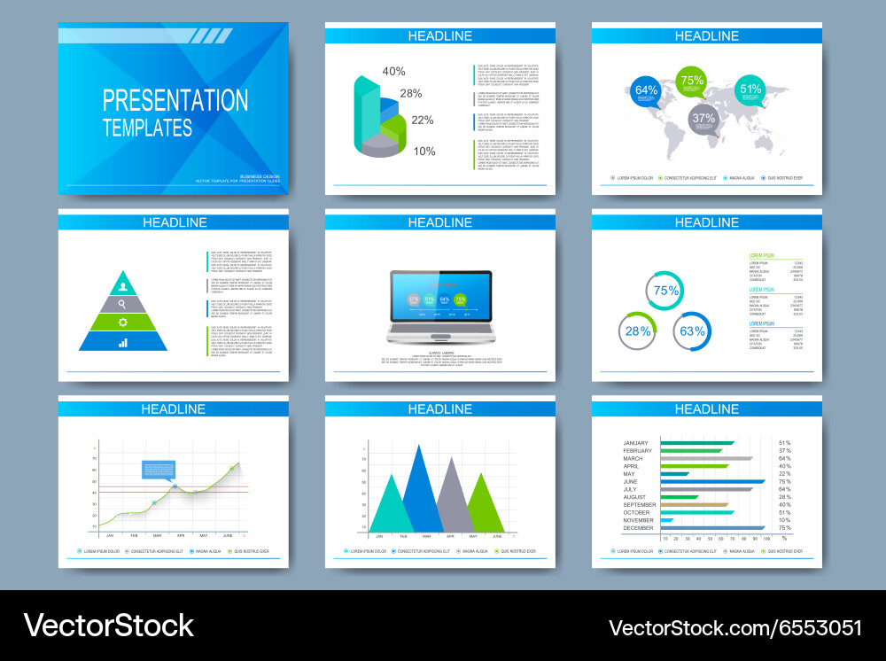 Set of templates for presentation slides Vector Image