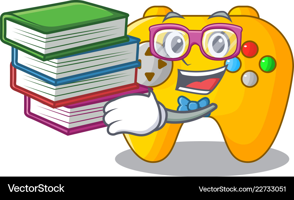 Student with book retro computer game control vector image