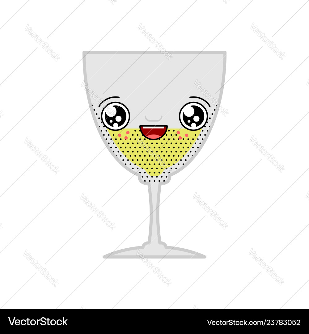 Alcohol glass kawaii cute cartoon funny sweet Alcohol glass kawaii cute cartoon funny sweet vector image