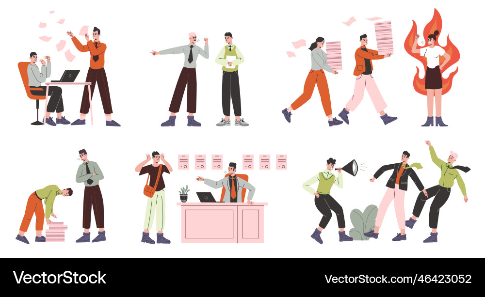 Angry screaming bosses workplace abuse brutal Angry screaming bosses workplace abuse brutal vector image