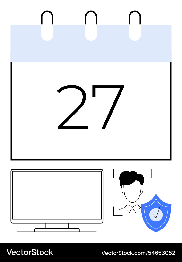 Calendar date with computer monitor user profile Calendar date with computer monitor user profile vector image