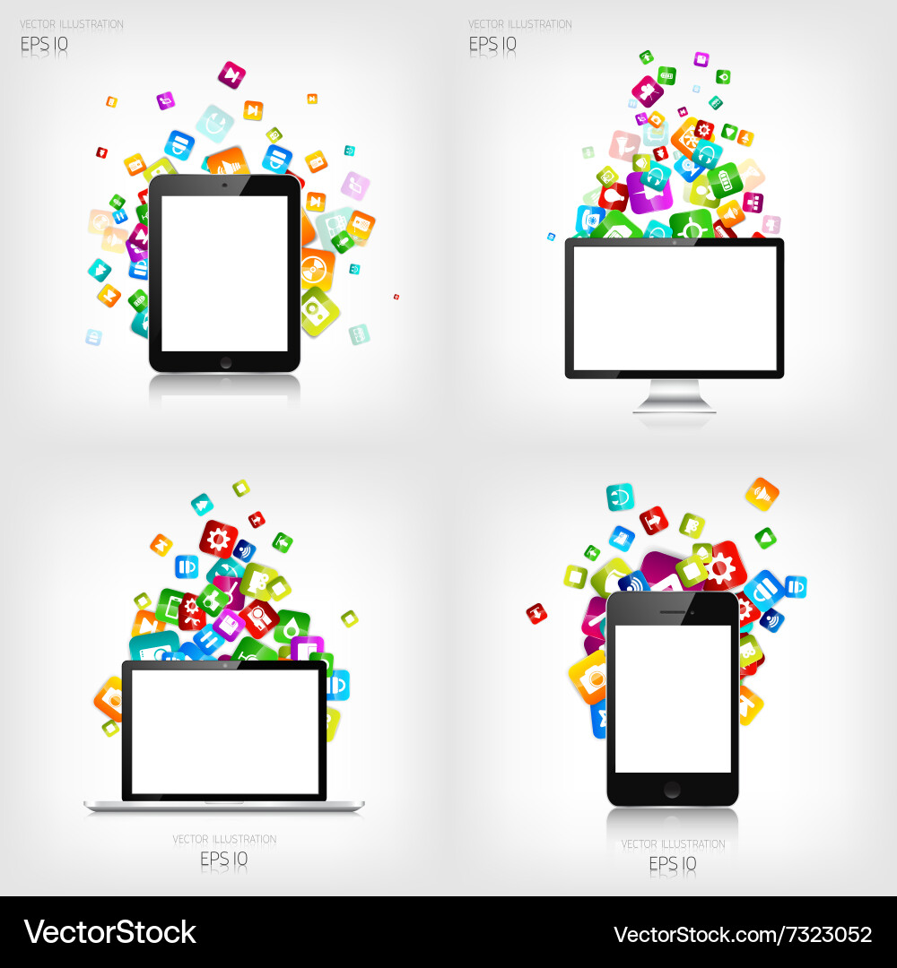 Cloud Computing & Mobile Applications vector image