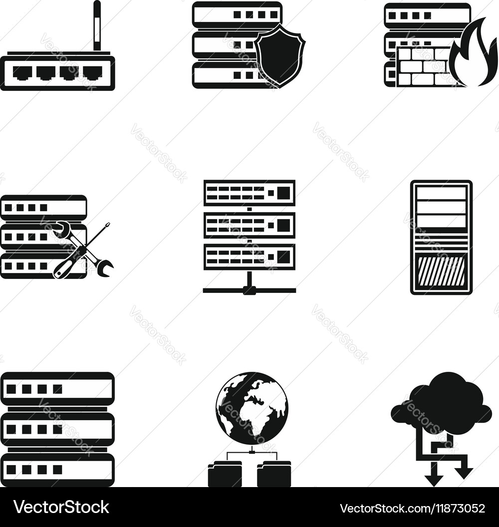 Computer icons set simple style vector image