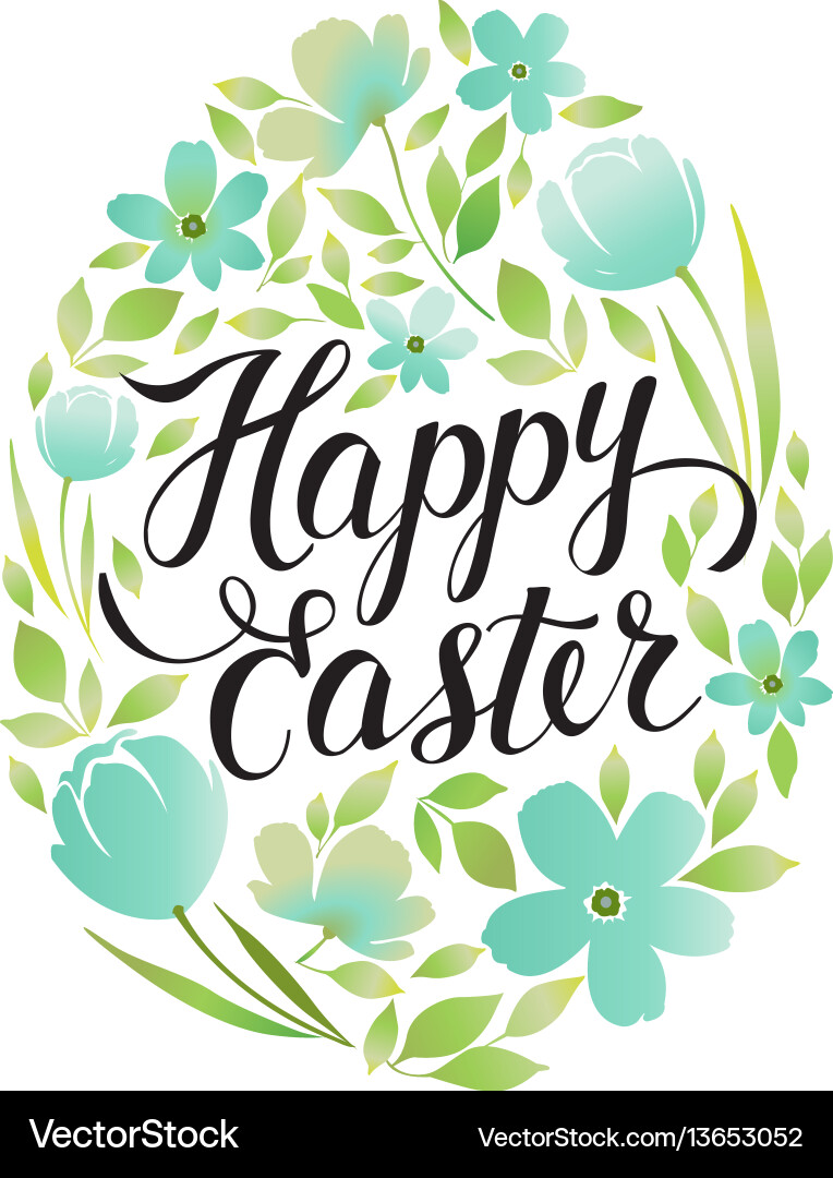 Easter Floral Frame Vector Image