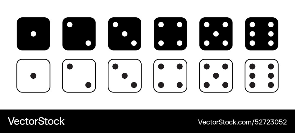 Game dice icon with side of cube from one to six Vector Image