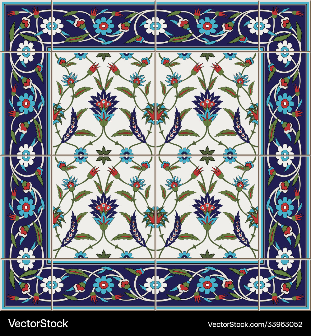 Gorgeous seamless pattern from tiles and border Vector Image
