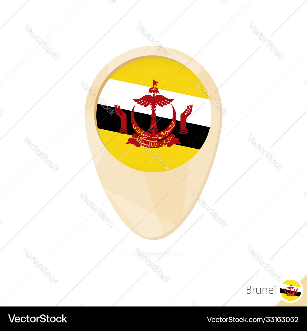 Map pointer with flag brunei orange abstract vector image