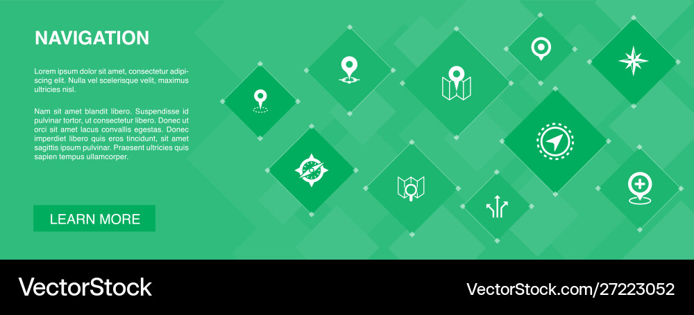 Navigation banner 10 icons conceptlocation map vector image