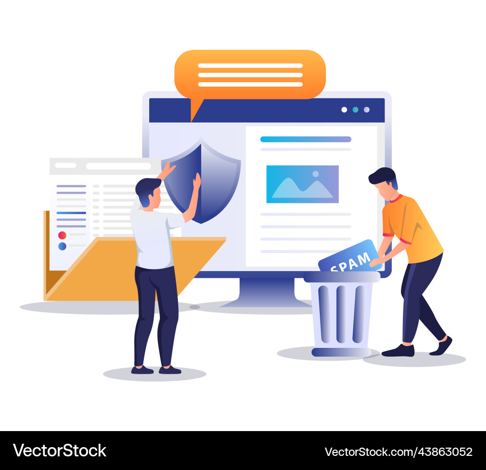 Remove spam for data security Remove spam for data security vector image