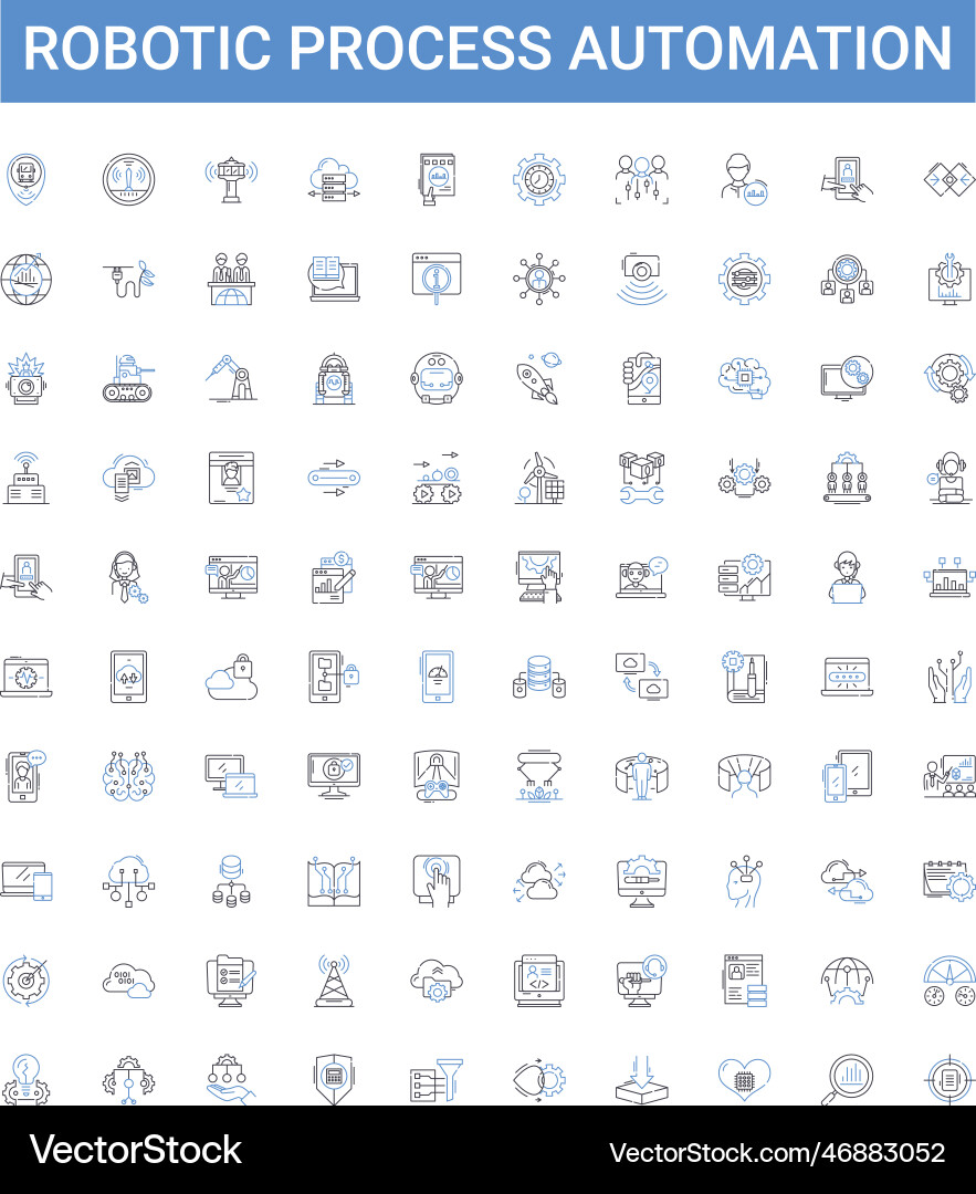 Robotic process automation outline icons Robotic process automation outline icons vector image