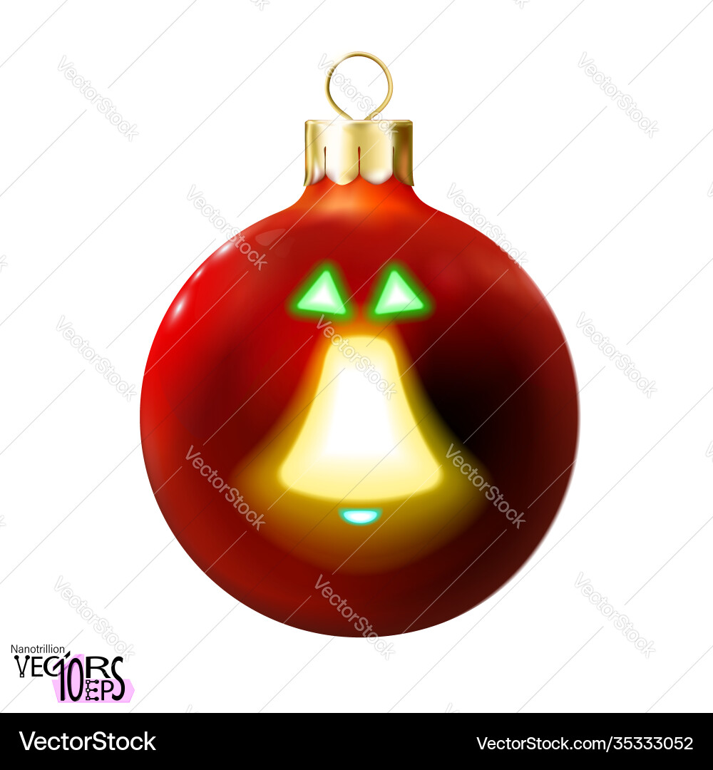 Rote Weihnachtskugel verziert gelb goldene Glocke Rote Weihnachtskugel verziert gelb goldene Glocke vektorbild