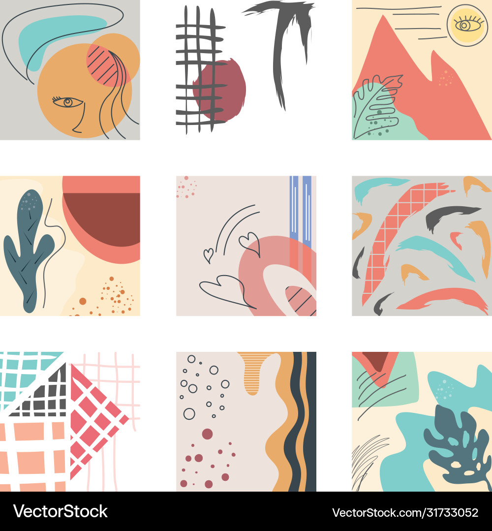 Set abstract backgrounds drawn with various Vector Image