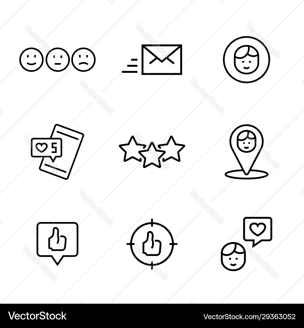 Set icon social networks in thin line style Set icon social networks in thin line style vector image