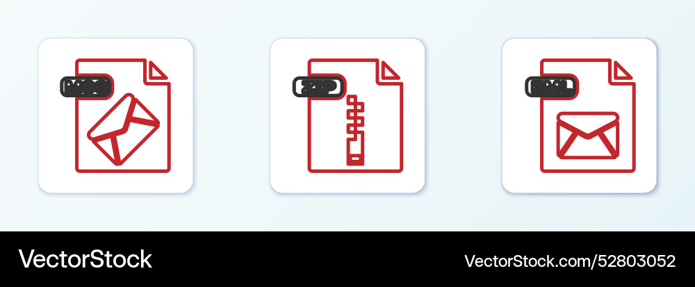Set line eml file document msg and zip icon Vector Image