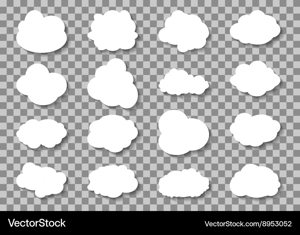 Set of different cloud on transparent background vector image