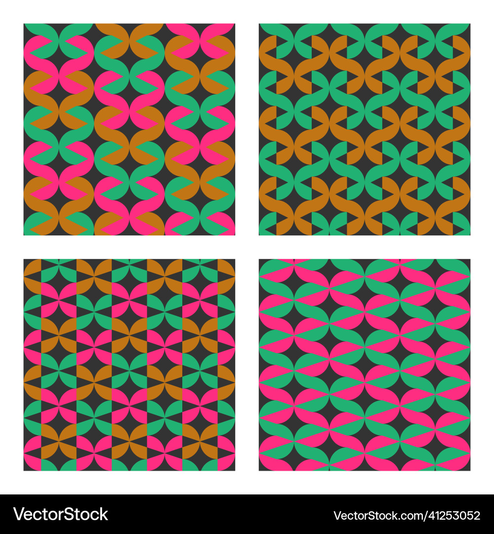 Set of flat style geometric seamless patterns Vector Image