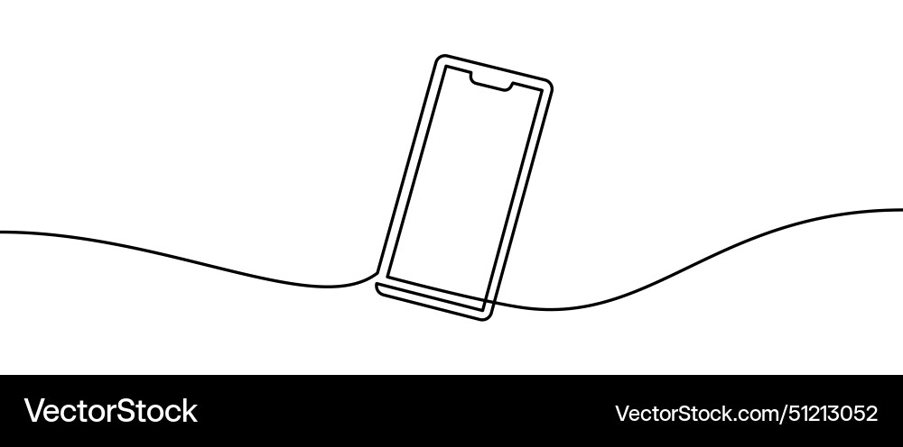 Smart phone shape drawing by continuos line thin Smart phone shape drawing by continuos line thin vector image