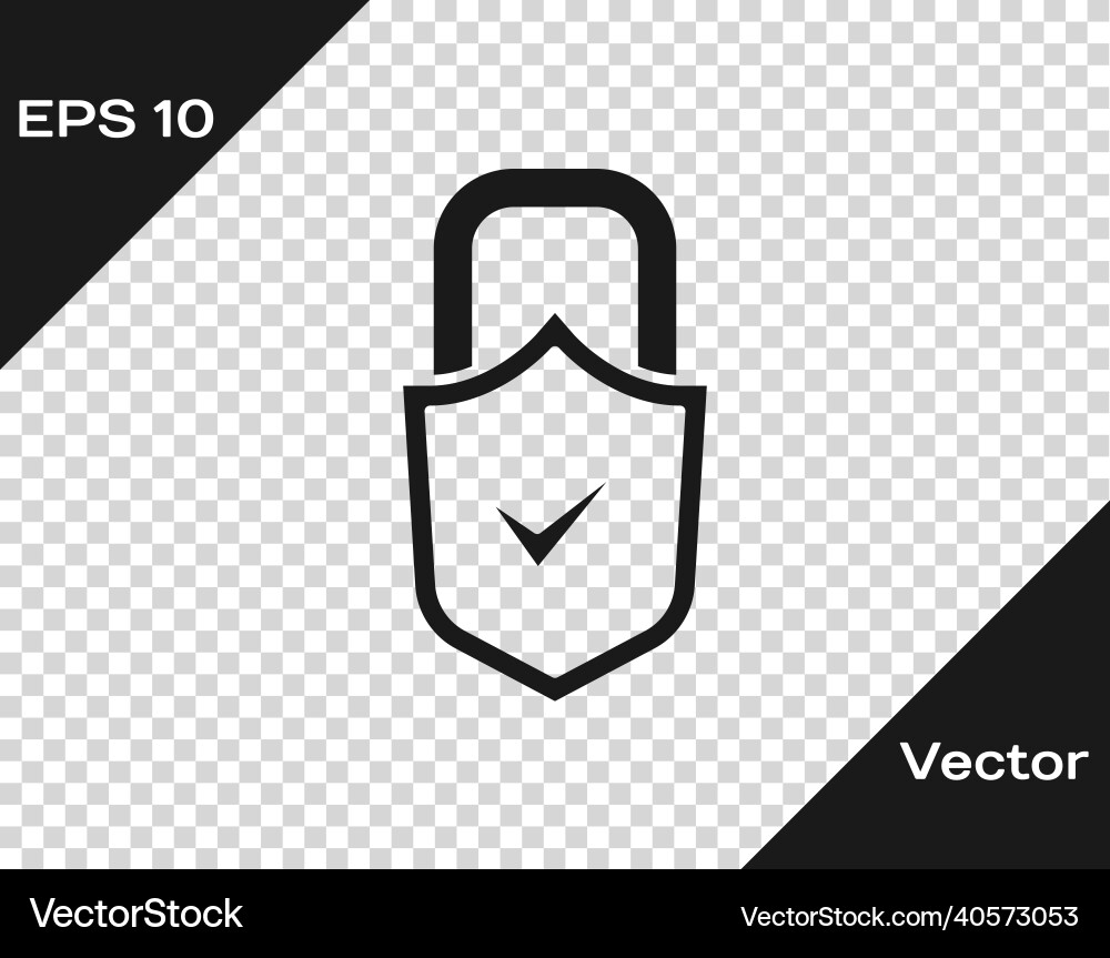 Black open padlock and check mark icon isolated Black open padlock and check mark icon isolated Vector Image