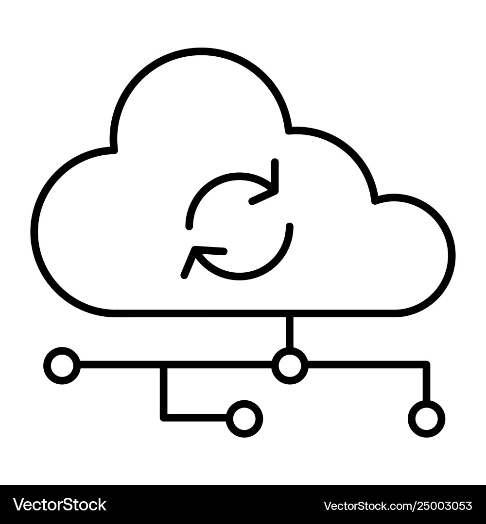 Cloud synchronization thin line icon network Cloud synchronization thin line icon network vector image