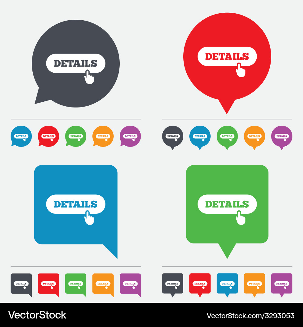 Details with hand pointer icon more symbol vector image