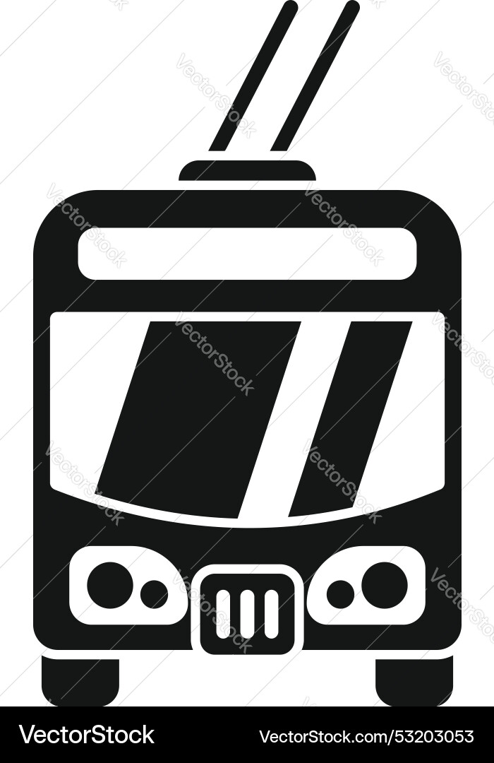 Front view of a trolleybus driving forward icon Front view of a trolleybus driving forward icon vector image