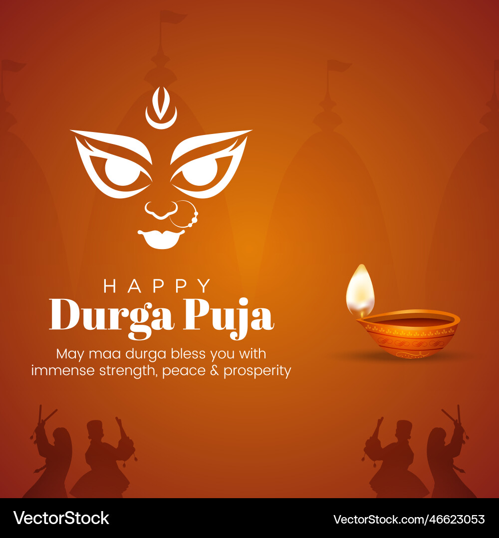Happy durga puja indian hindu festival banner Happy durga puja indian hindu festival banner vector image