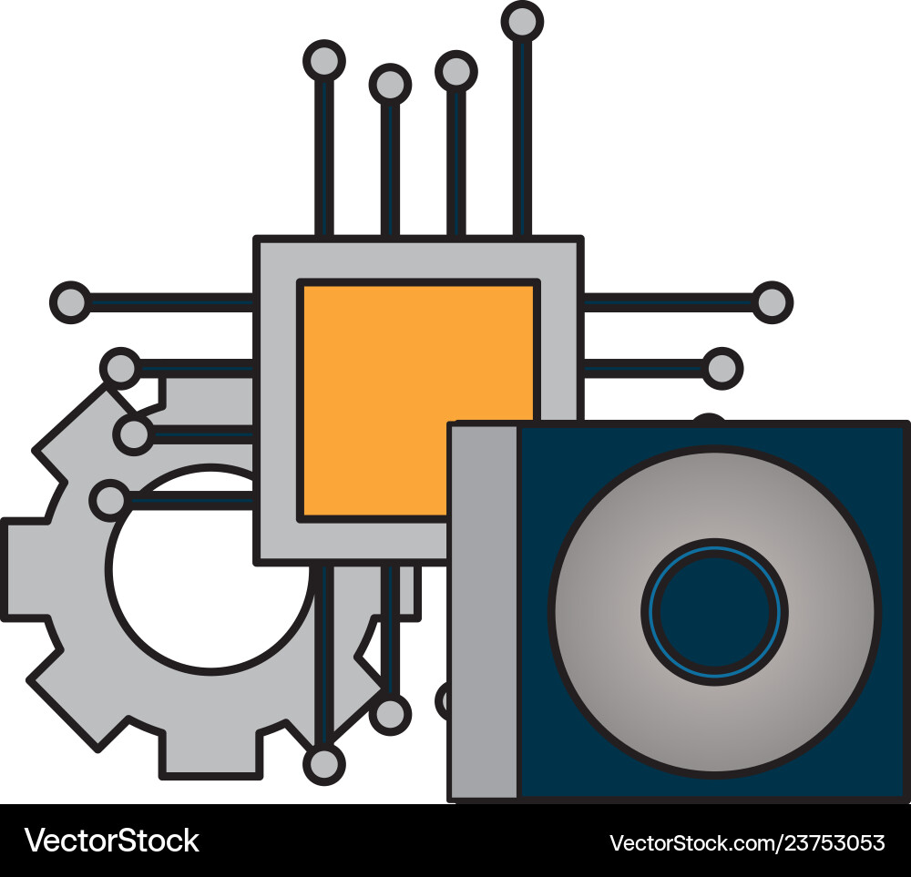 Motherboard circuit compact disk setting Vector Image