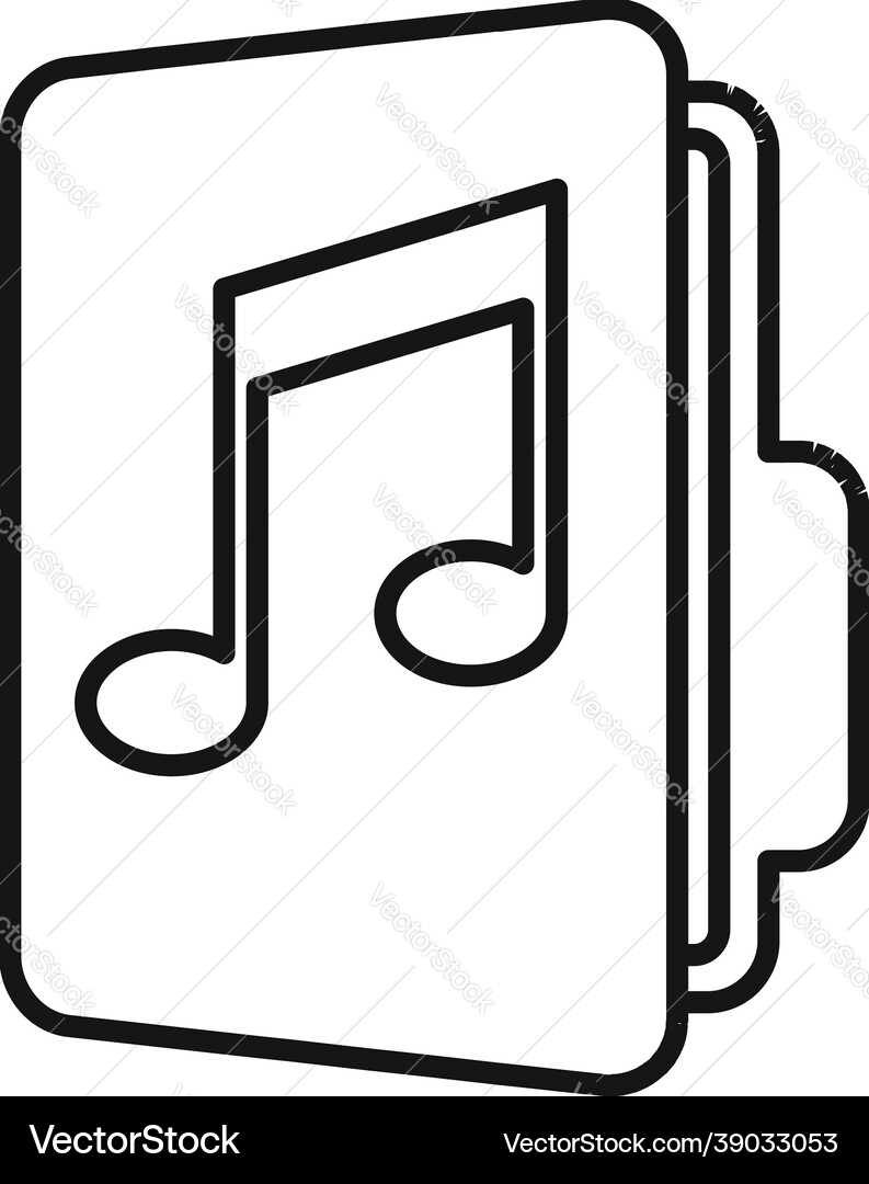 Music folder icon outline file archive Vector Image