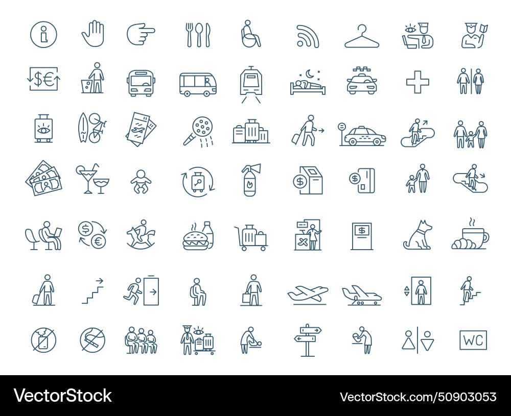 Public navigation line icons set editable vector image
