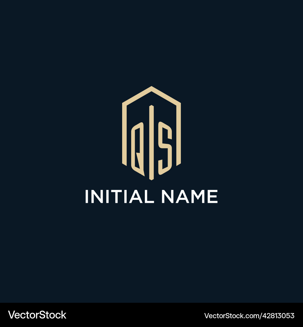 Qs erstes Monogramm-Logo mit hexagonaler Form Qs erstes Monogramm-Logo mit hexagonaler Form vektorbild