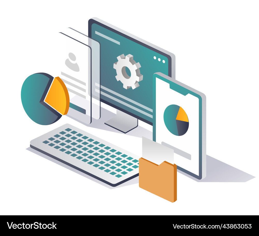 Responsive app tester in isometric Responsive app tester in isometric vector image
