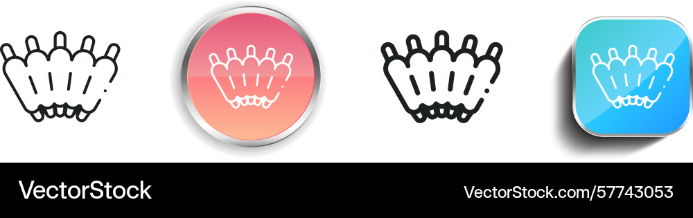 Ribs icon thin linear regular and button style Ribs icon thin linear regular and button style vector image